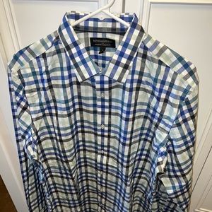 Banana Republic Green & Blue Plaid Shirt Large